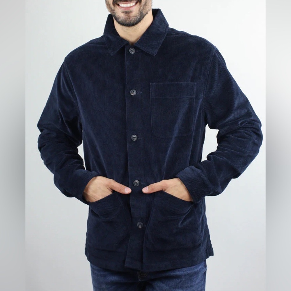 Old Navy Midnight Navy Blue Corduroy Long Sleeve Button Front Chore Jacket MED
